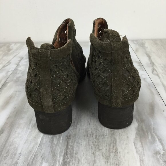 Jeffrey Campbell Taggert Lattice Olive Ankle Booties 10 - Picture 6 of 14